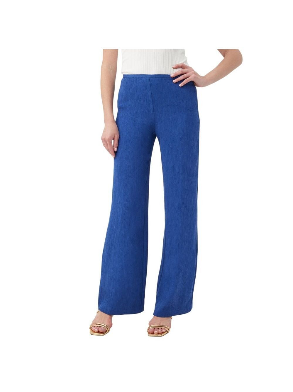 Trina Turk Long Weekend Plisse Pull-On Pants In Admiral Blue Sz 8 NWT